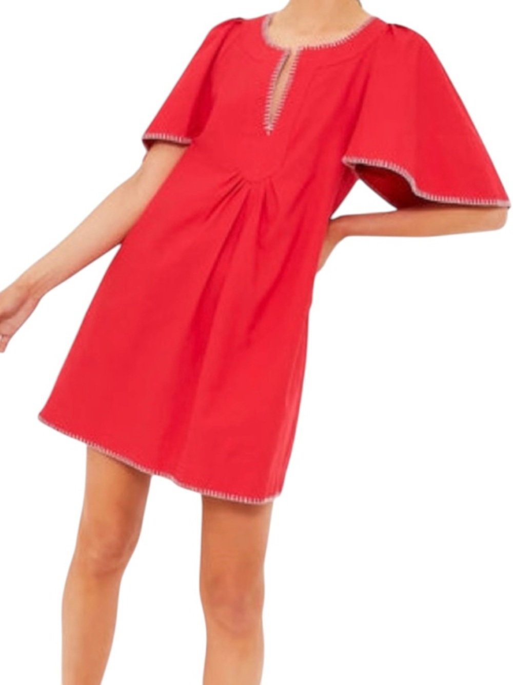 Magaschoni Poppy Stitch Finley Flutter Sleeve linen Dress size M - Picture 3 of 15